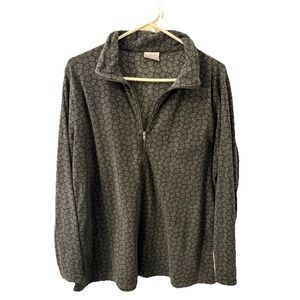 Columbia Fleece Pullover Womens 1X Black Gray Quarter Zip Jacket Plus Size Cozy